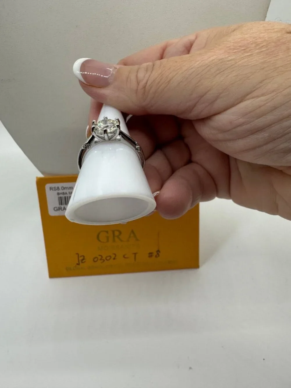 GRA Certified Moissanite 2Ct Ring Size 8 Solitaire 925 Stamped Sterling Silver B